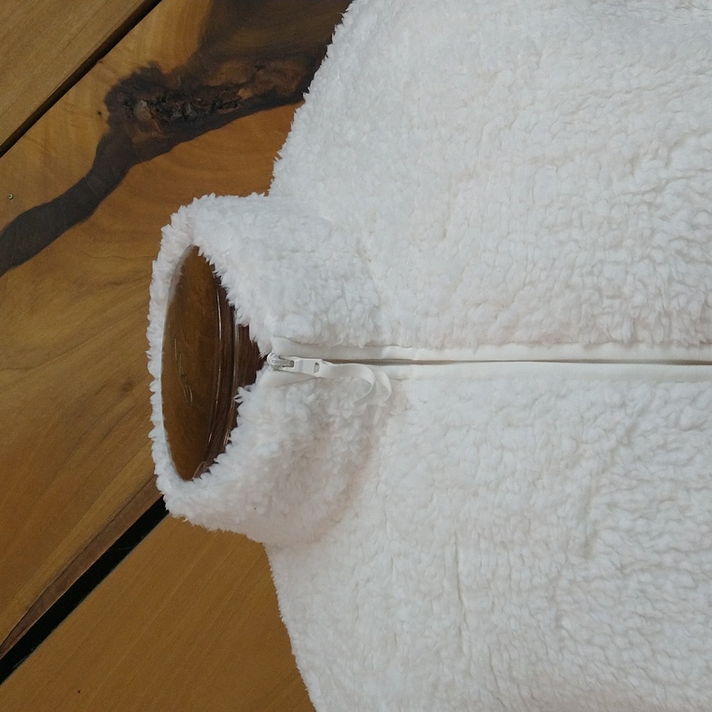 NEW! Men's Faux Shearling Sherpa Half Zip-Up Sweatshirt Pullover, White - Picture 3 of 14